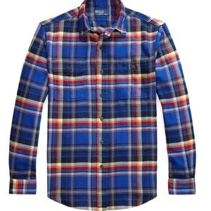 NWT! Polo Ralph Lauren Classic Fit Plaid Check Long Sleeve Shirt Men's M Royal